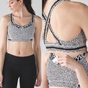 Lululemon Rack Pack Bra Miss Mosaic White Posey Black White Luxtreme